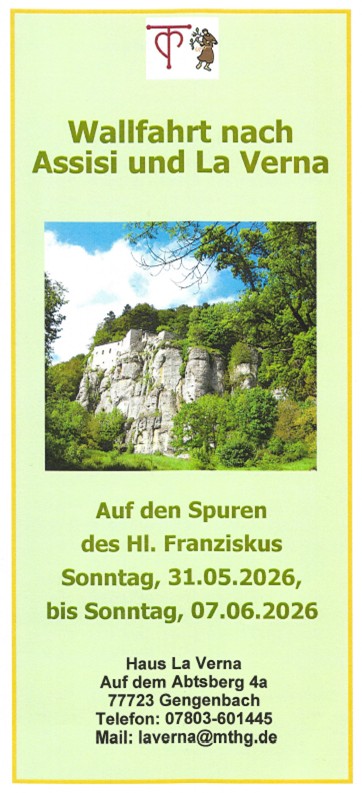 Flyer zur Wallfahrt nach Assisi und La Verna